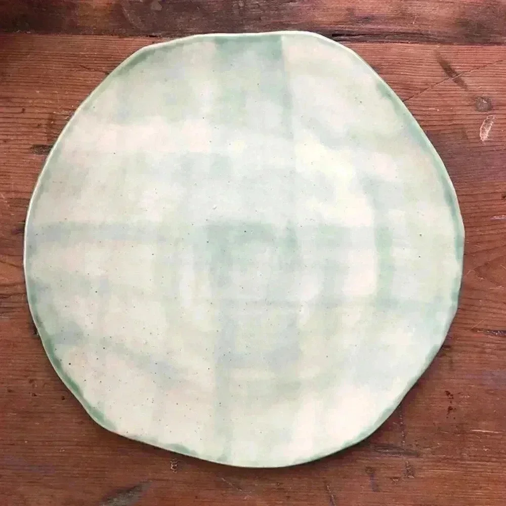 Handmade Ceramic Green Dessert Plate 8.25